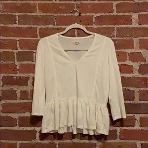 Madewell cream v-neck 3/4 length sleeve shirt